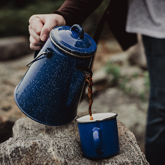 Vintage Enamelware Coffee Pot Cowboy Coffee Pot Camping Pot 